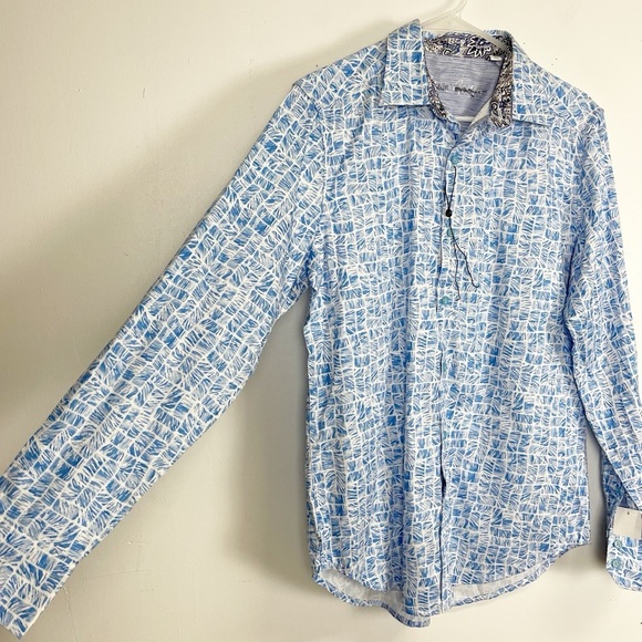 NWT Robert Graham Shirt Mens Small Button Up Light Blue Edens Classic - Picture 3 of 10